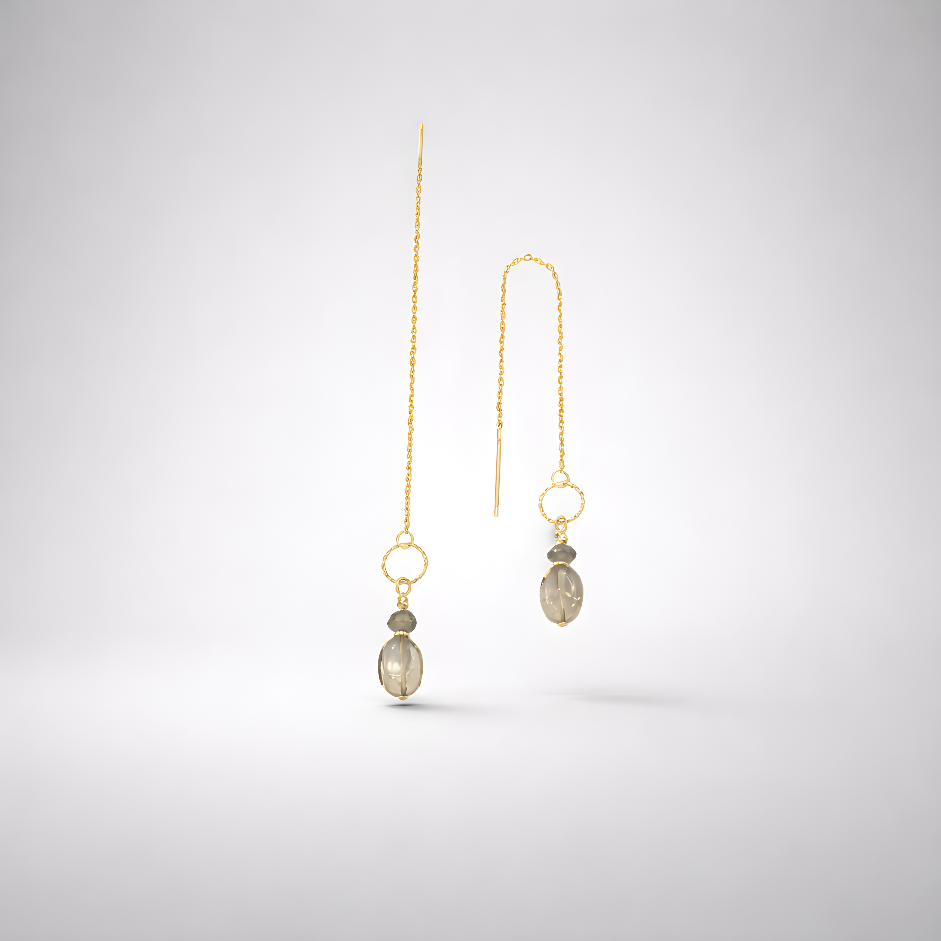 14 carat gold chain earrings with topaz
