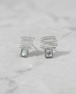 Silver earrings with aquamarine stone