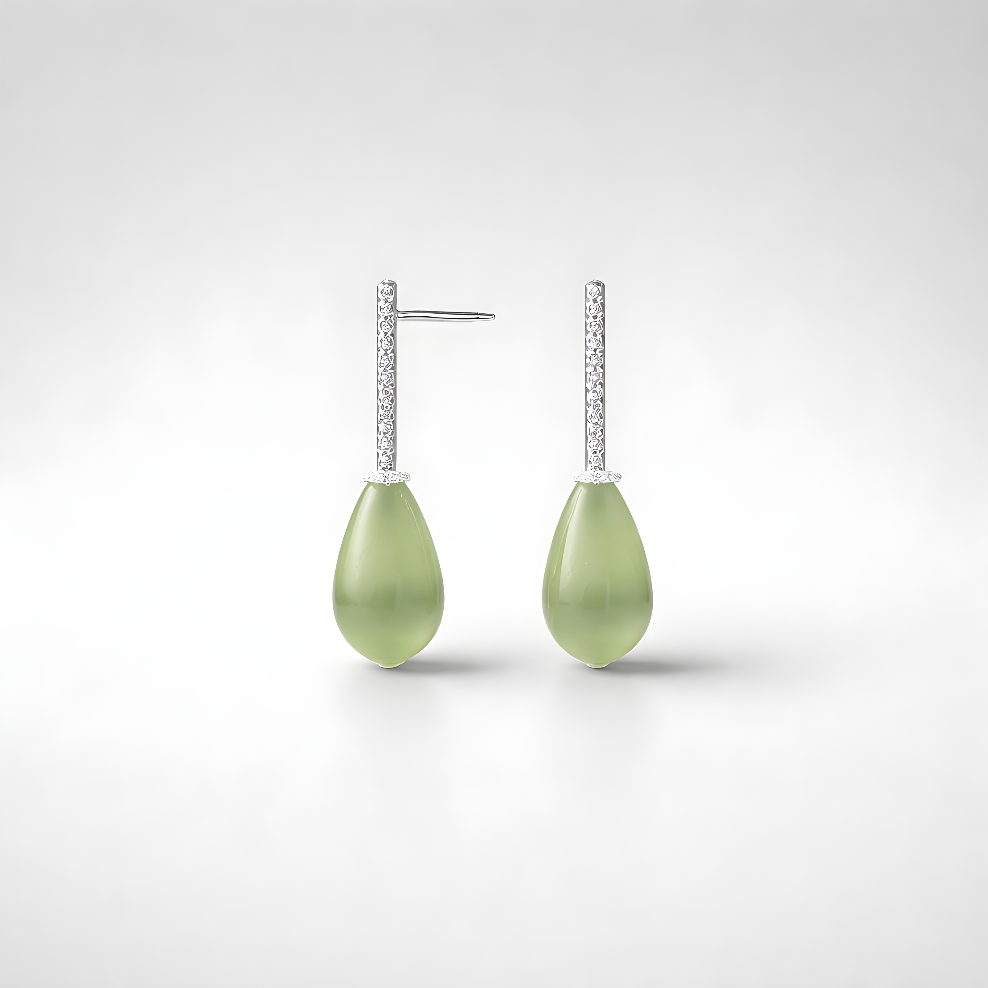 Silver earrings with green opalite
