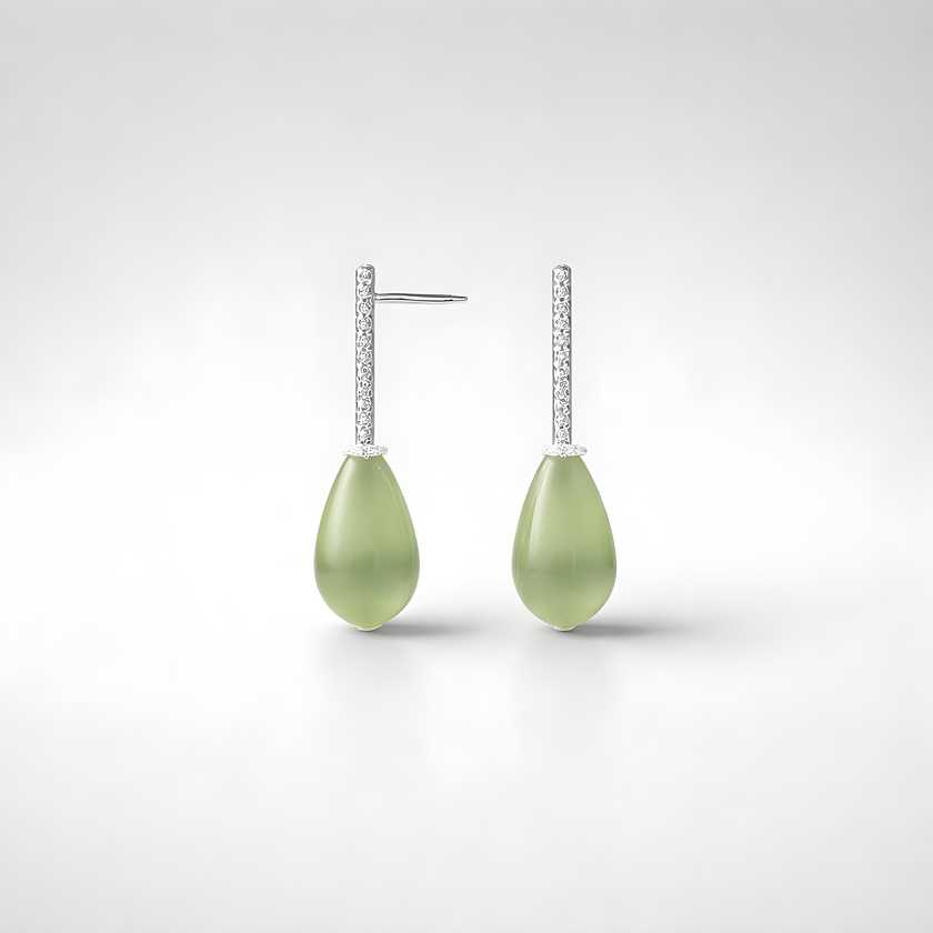 Silver earrings with green opalite