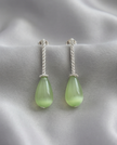Silver earrings with green opalite