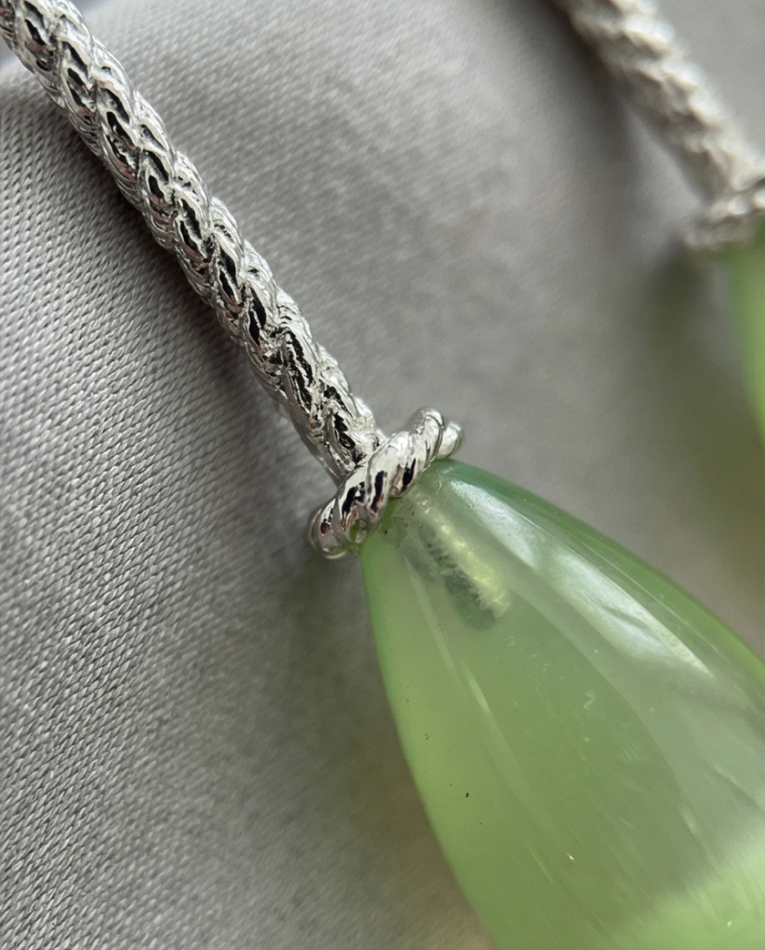 Silver earrings with green opalite