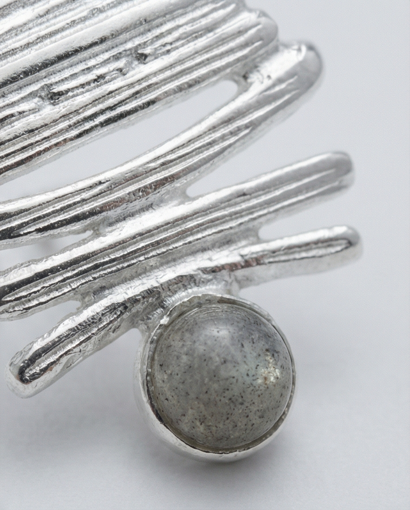 Silver earrings with labradorite
