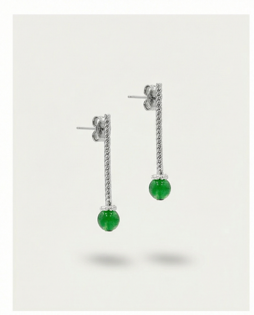Earrings designed with green agate
