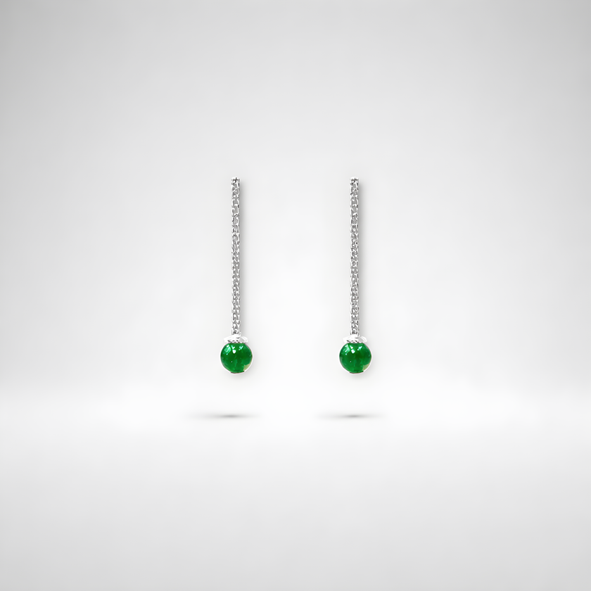 Earrings designed with green agate