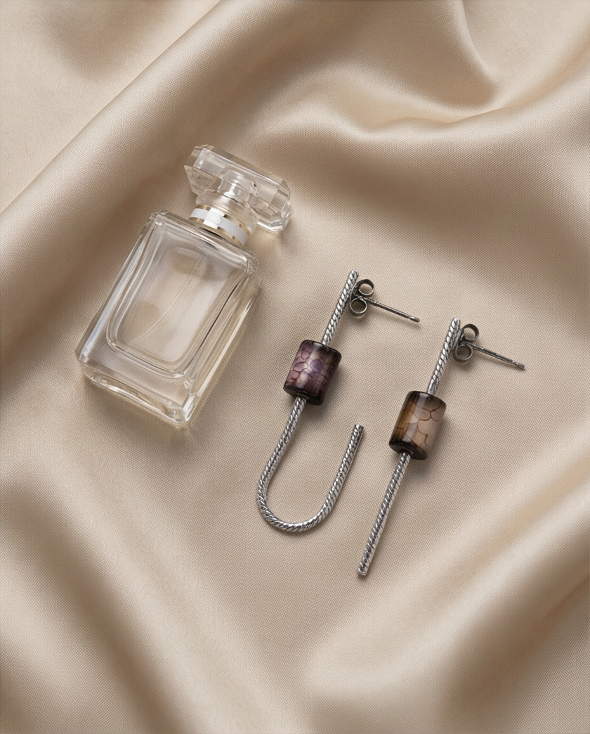 Earrings designed with agate