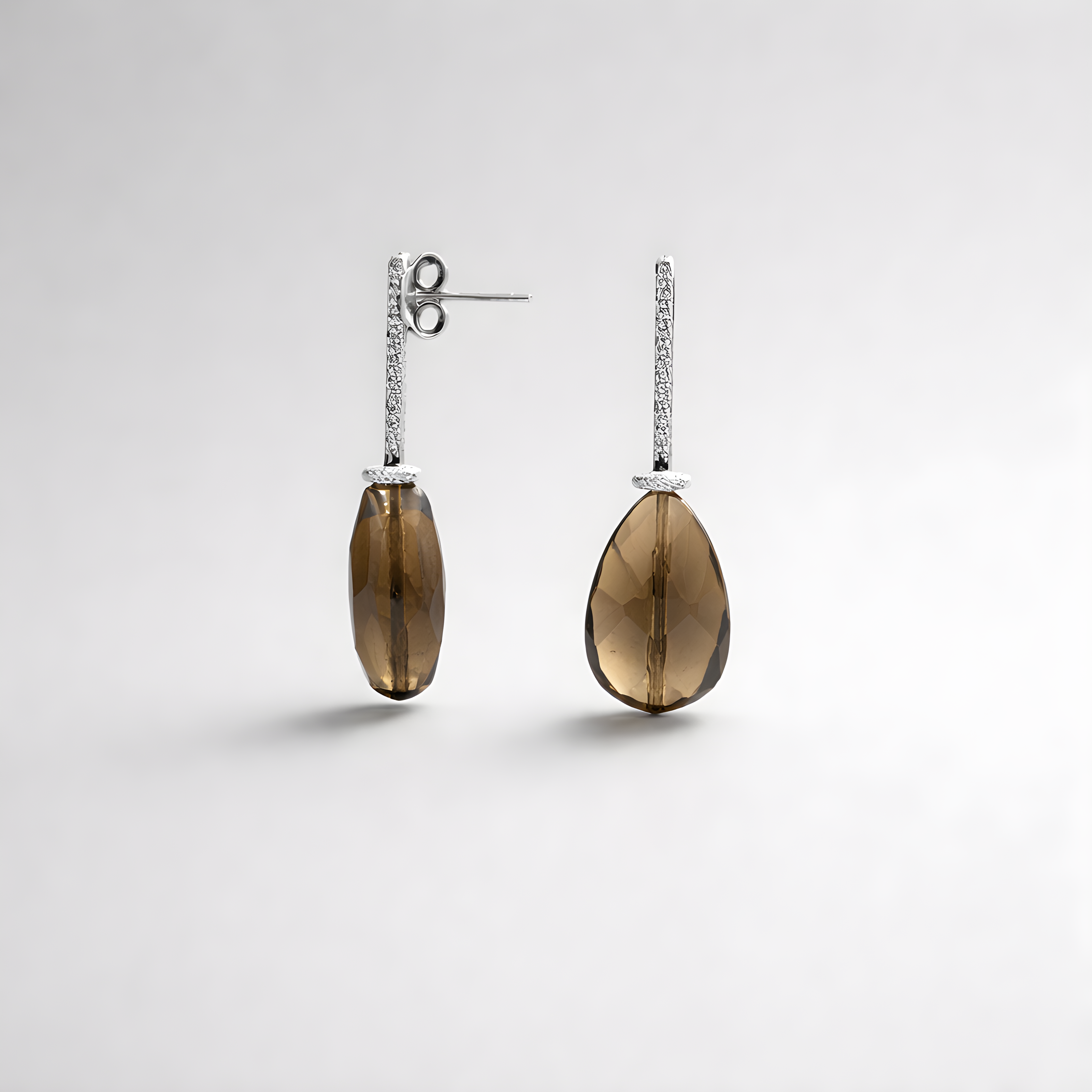 Silver earrings with brown opalite