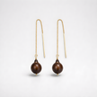 Necklace earrings with baroque pearls in chocolate color