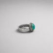 Silver ring with green agate stones