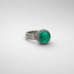 Silver ring with green agate stones