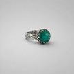 Silver ring with green agate stones