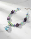 Multicolor opalite and olivine stone necklace