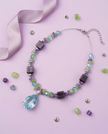 Multicolor opalite and olivine stone necklace