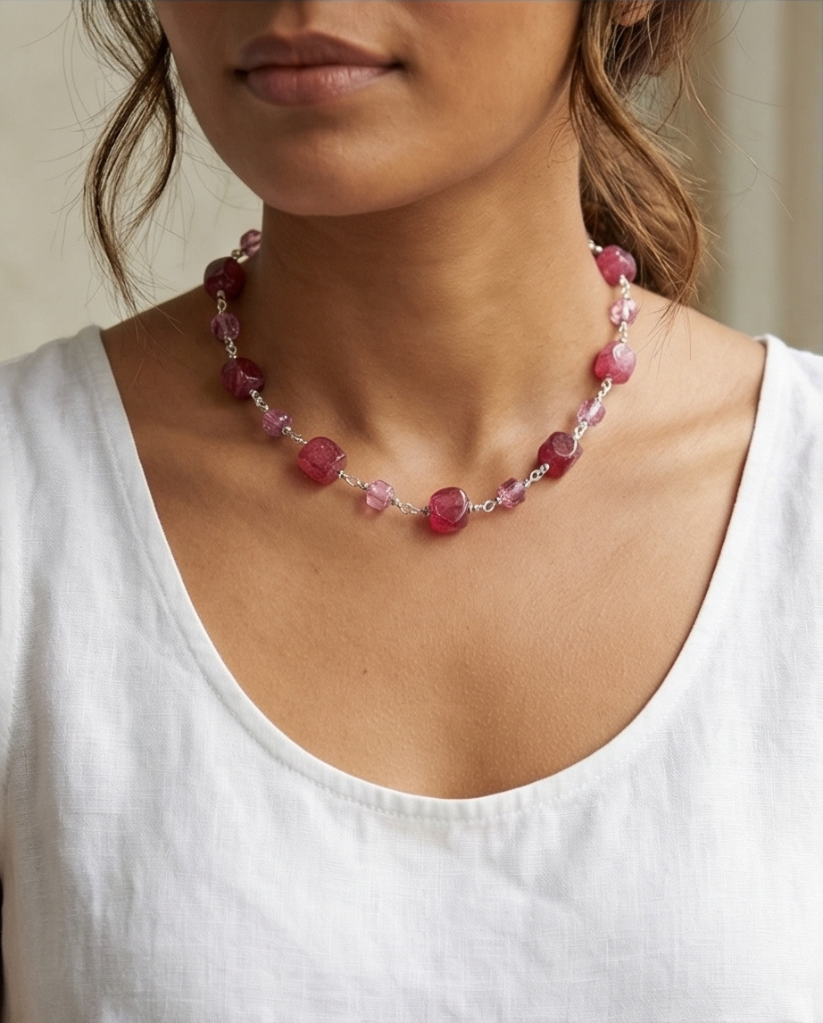 Burgundy & Light Pink Huge Opalite