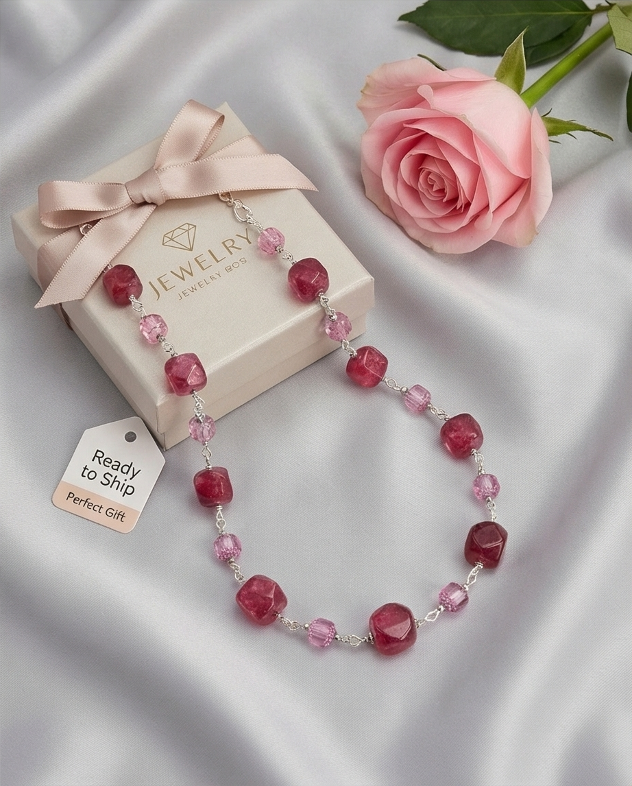 Burgundy & Light Pink Huge Opalite