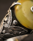 Silver ring with yellow agate stone