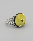 Silver ring with yellow agate stone