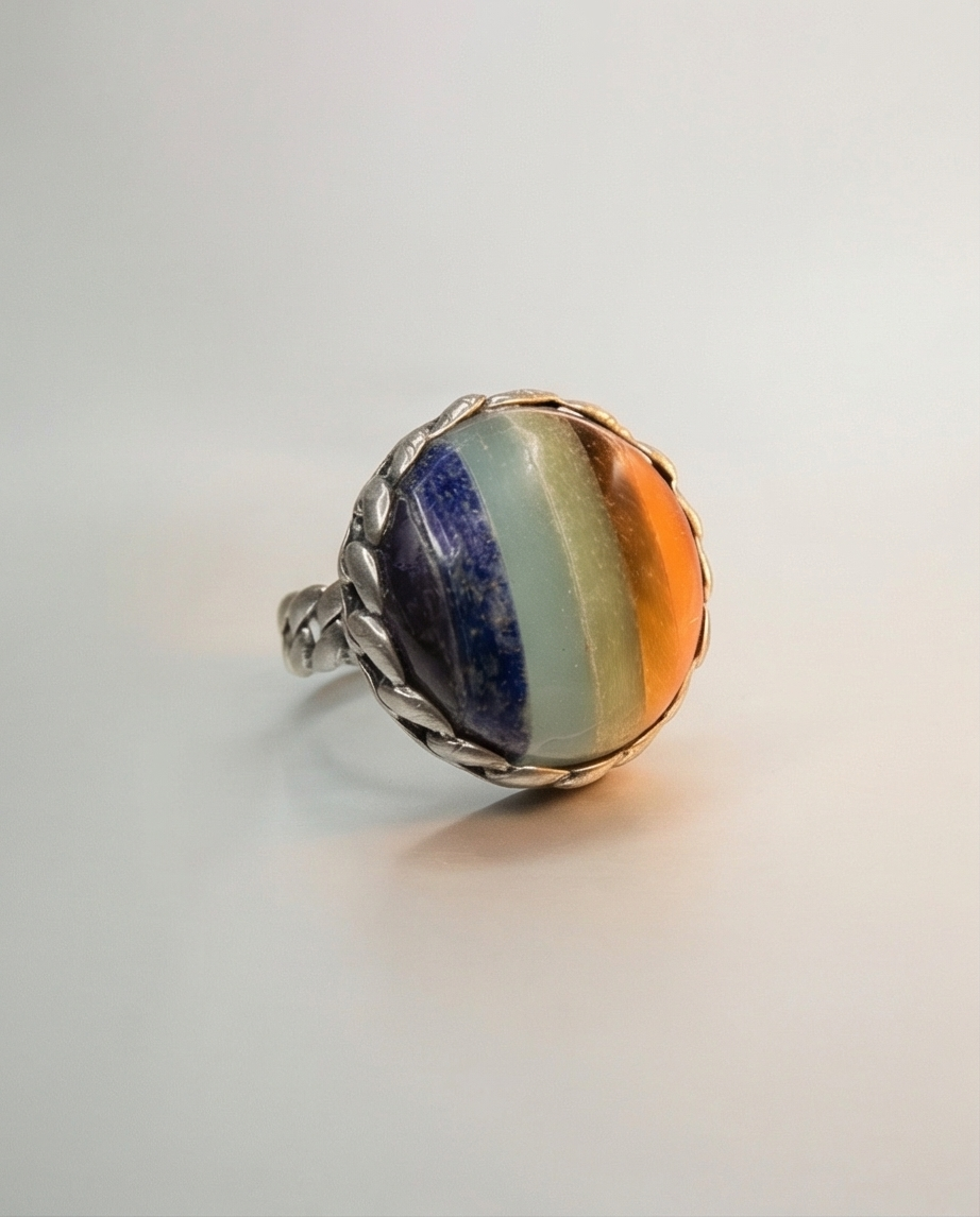 Silver ring with yellow agate