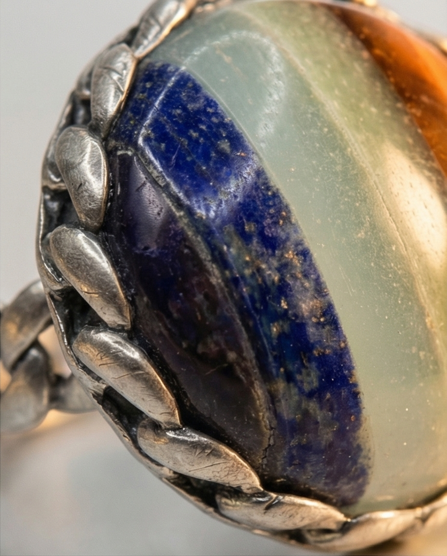 Silver ring with yellow agate