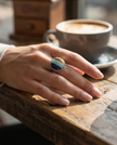 Silver ring with yellow agate