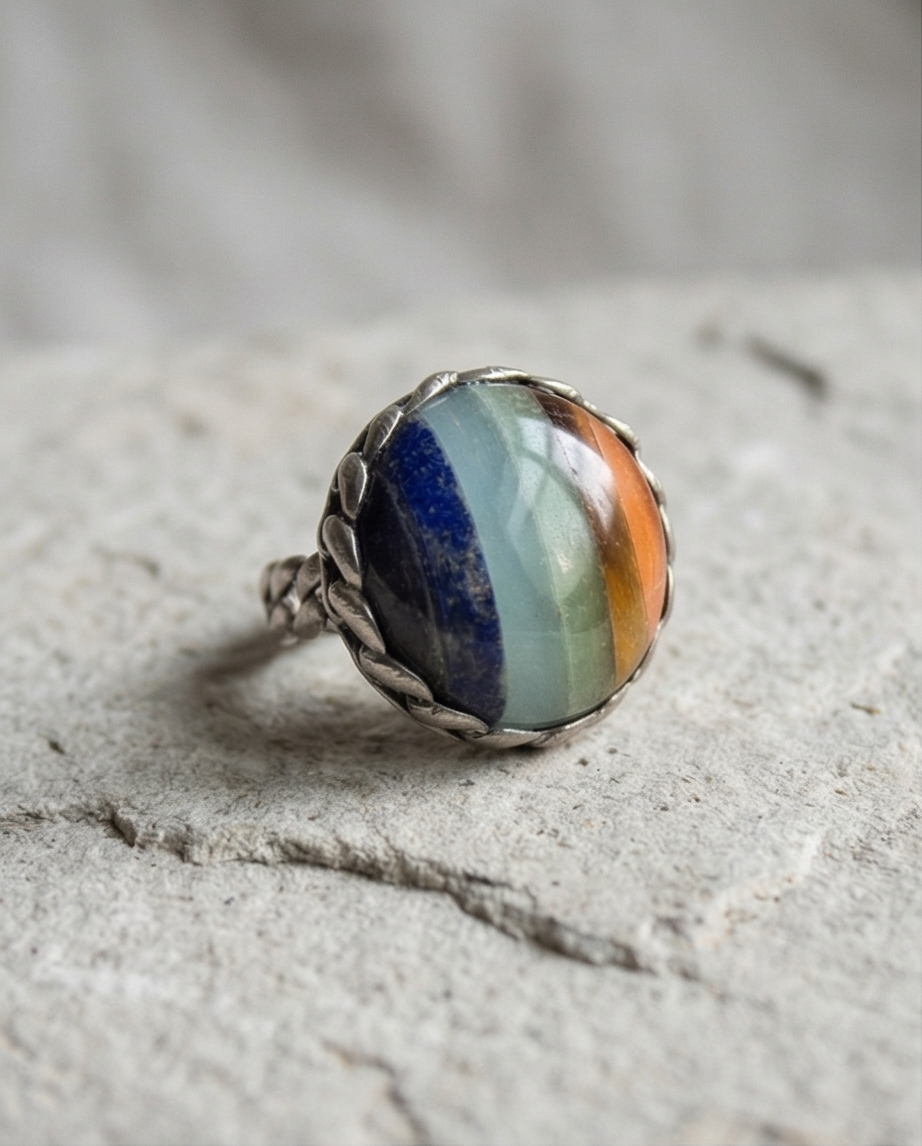 Silver ring with yellow agate