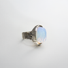 Oval silver ring with white opalite