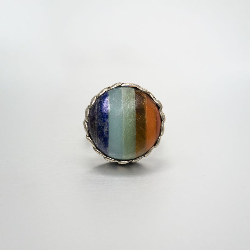 Silver ring with yellow agate