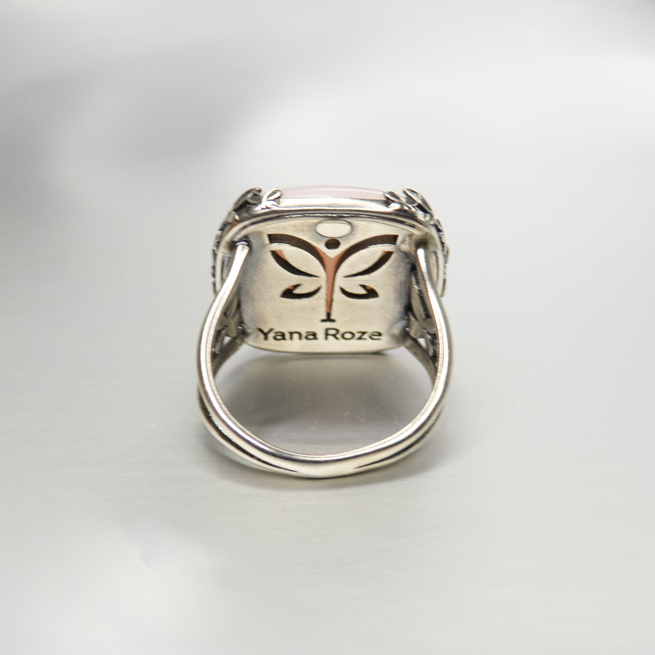 Pink opal silver ring