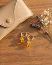 Nicole Earrings with Amber Charms