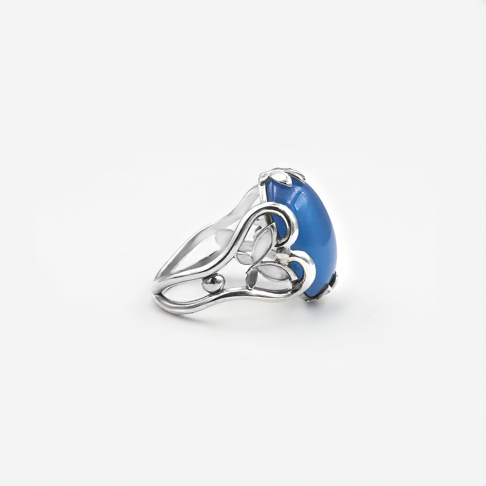 A special silver ring with blue opalite