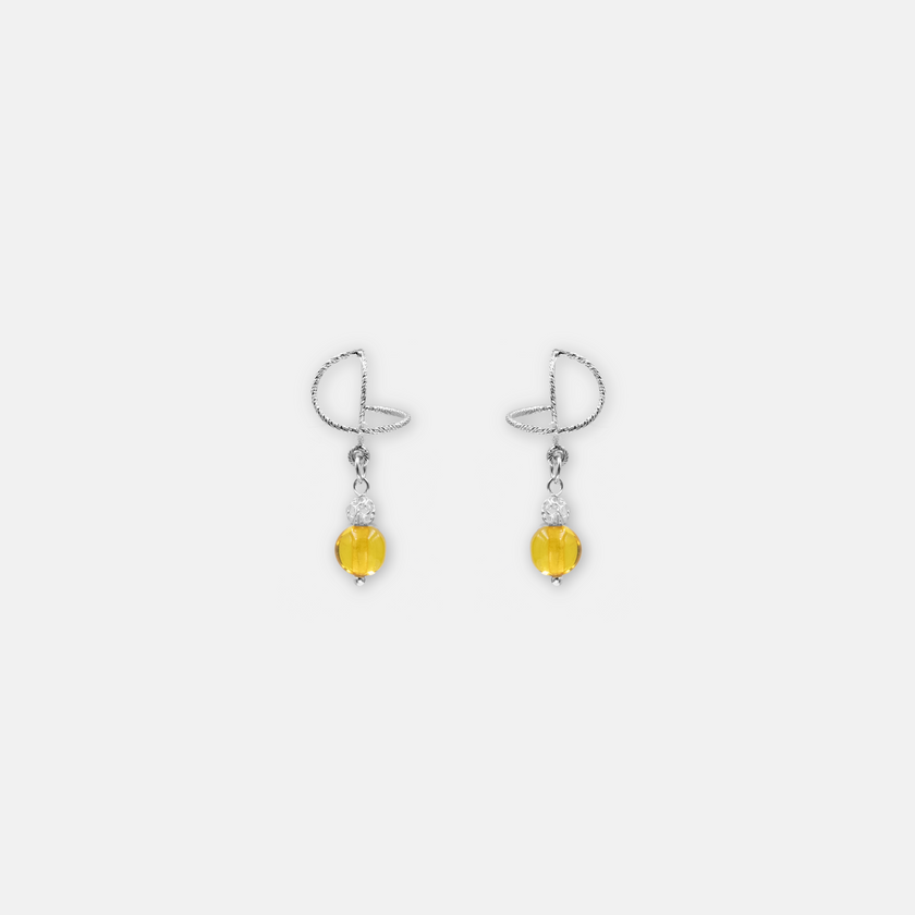 Silver omega earrings with an artificial brook pearl