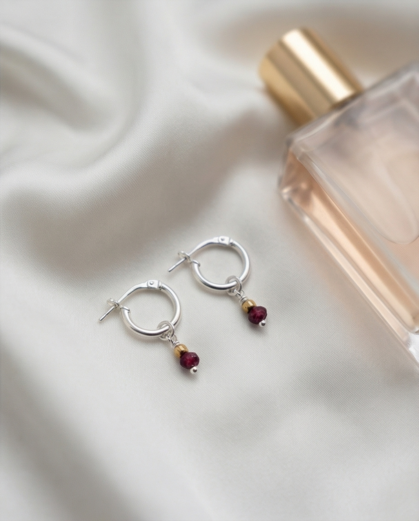 Naomi 14 carat gold earrings with natural multi charms