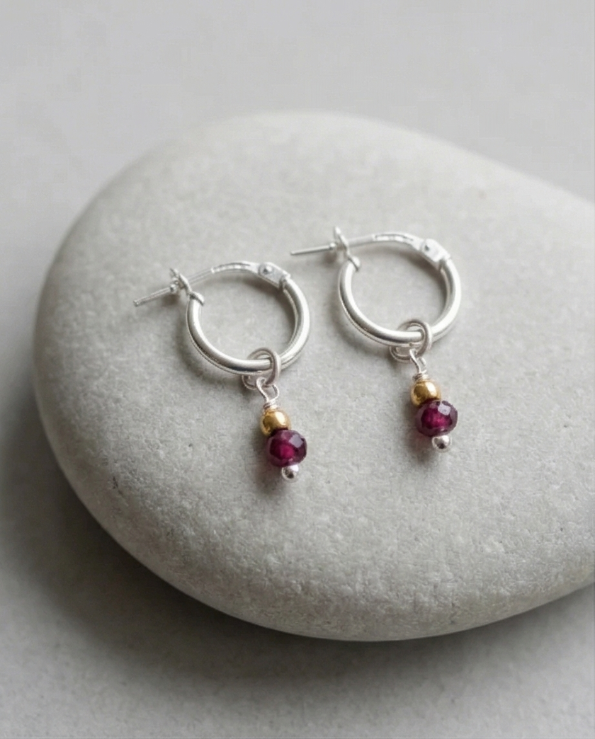 Naomi 14 carat gold earrings with natural multi charms