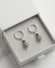 Molly white gold earrings with labradorite and sapphire charms