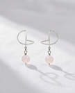 Omega Silver Earrings with Rose Opalite