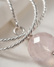 Omega Silver Earrings with Rose Opalite