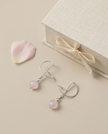 Omega Silver Earrings with Rose Opalite