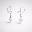 Omega Silver Earrings with Rose Opalite