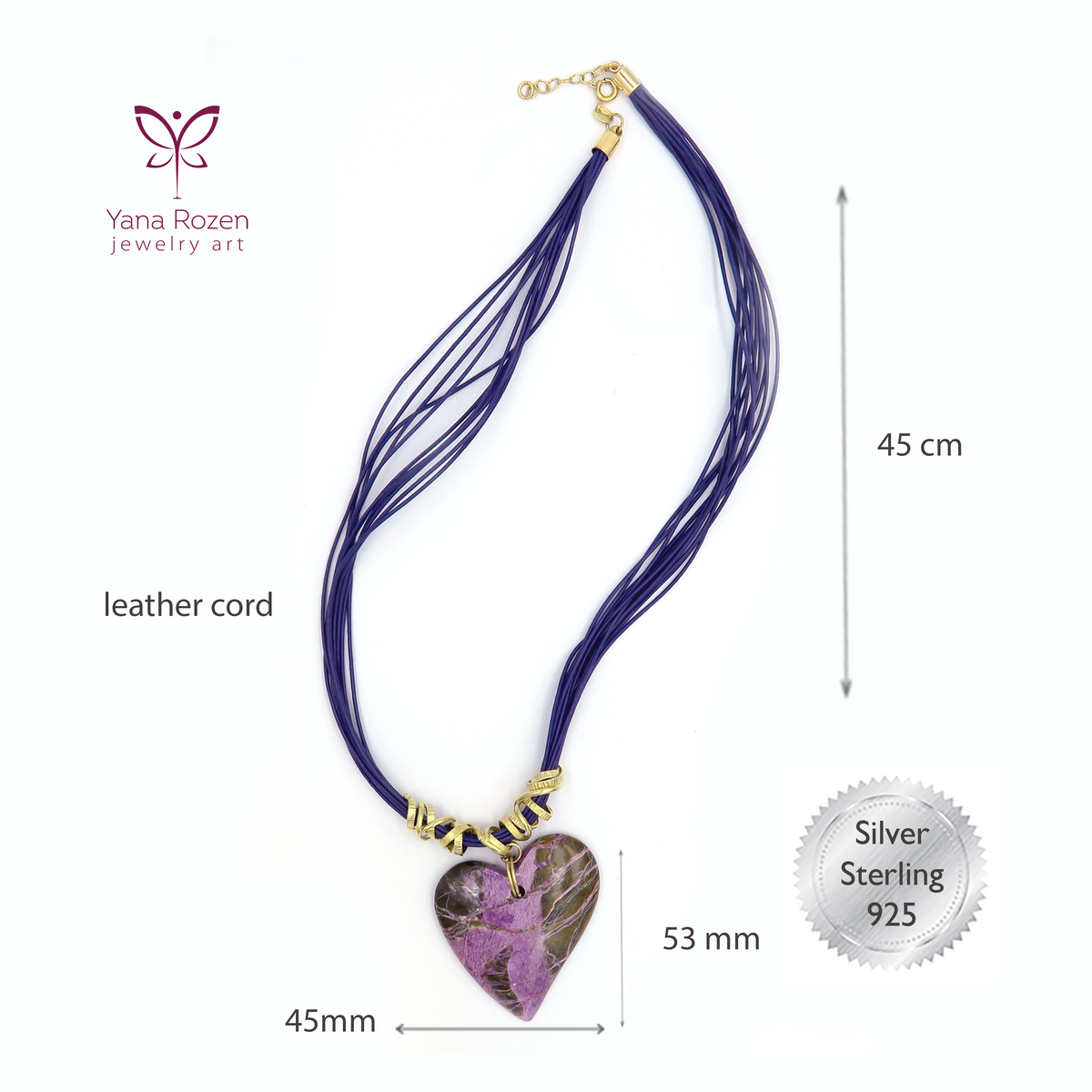 Stichtite& Leather Necklace with Silver 925 accesories