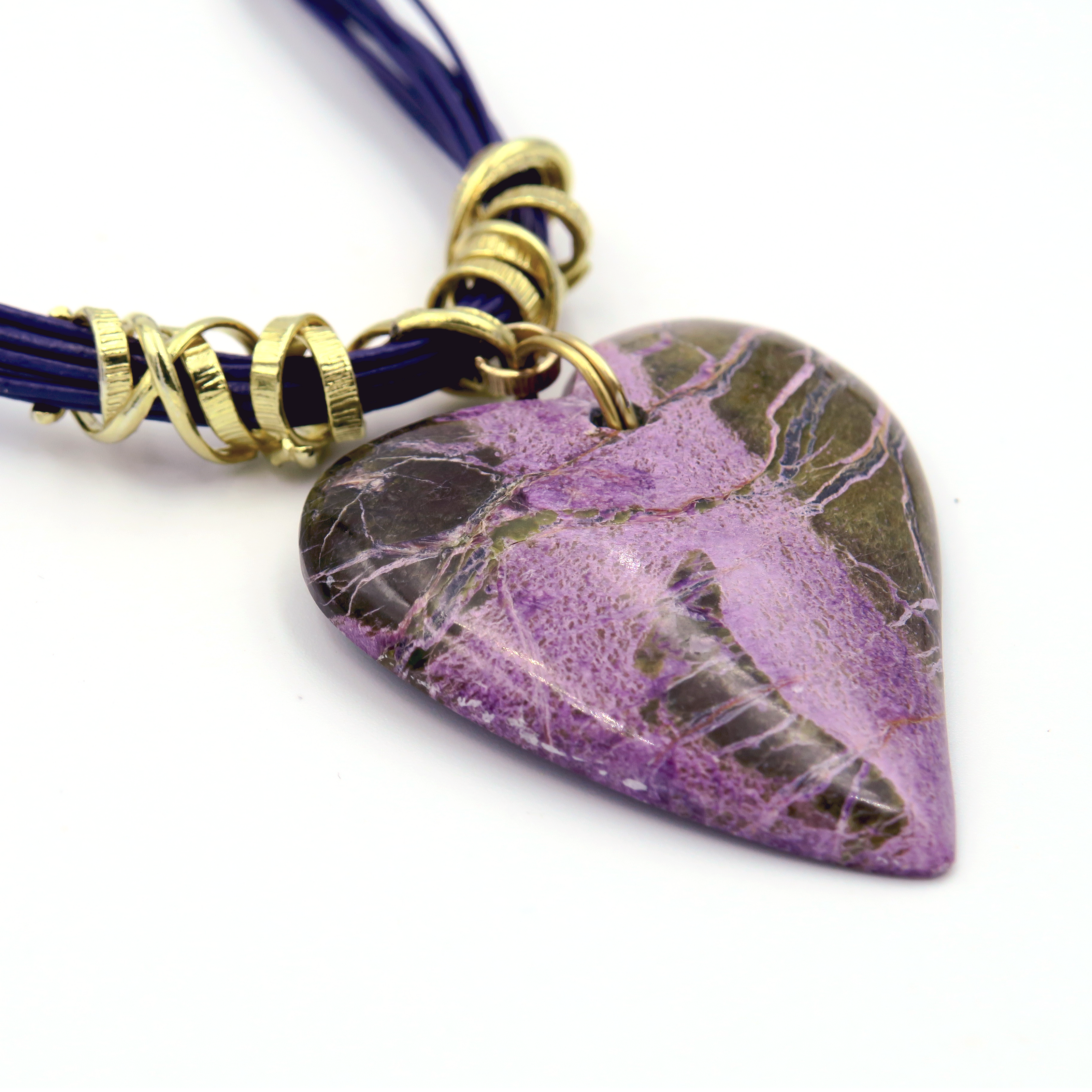 Stichtite& Leather Necklace with Silver 925 accesories