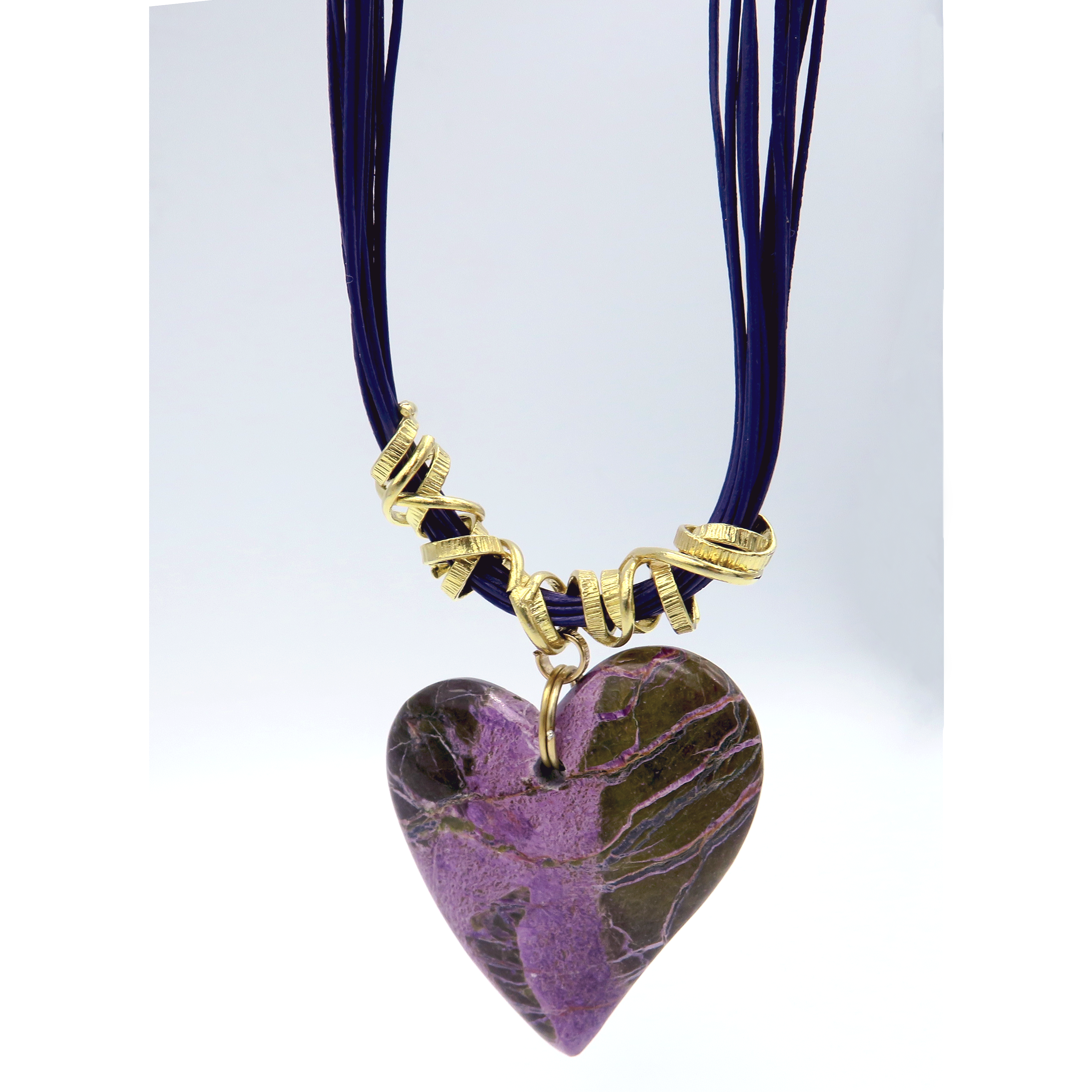 Stichtite& Leather Necklace with Silver 925 accesories