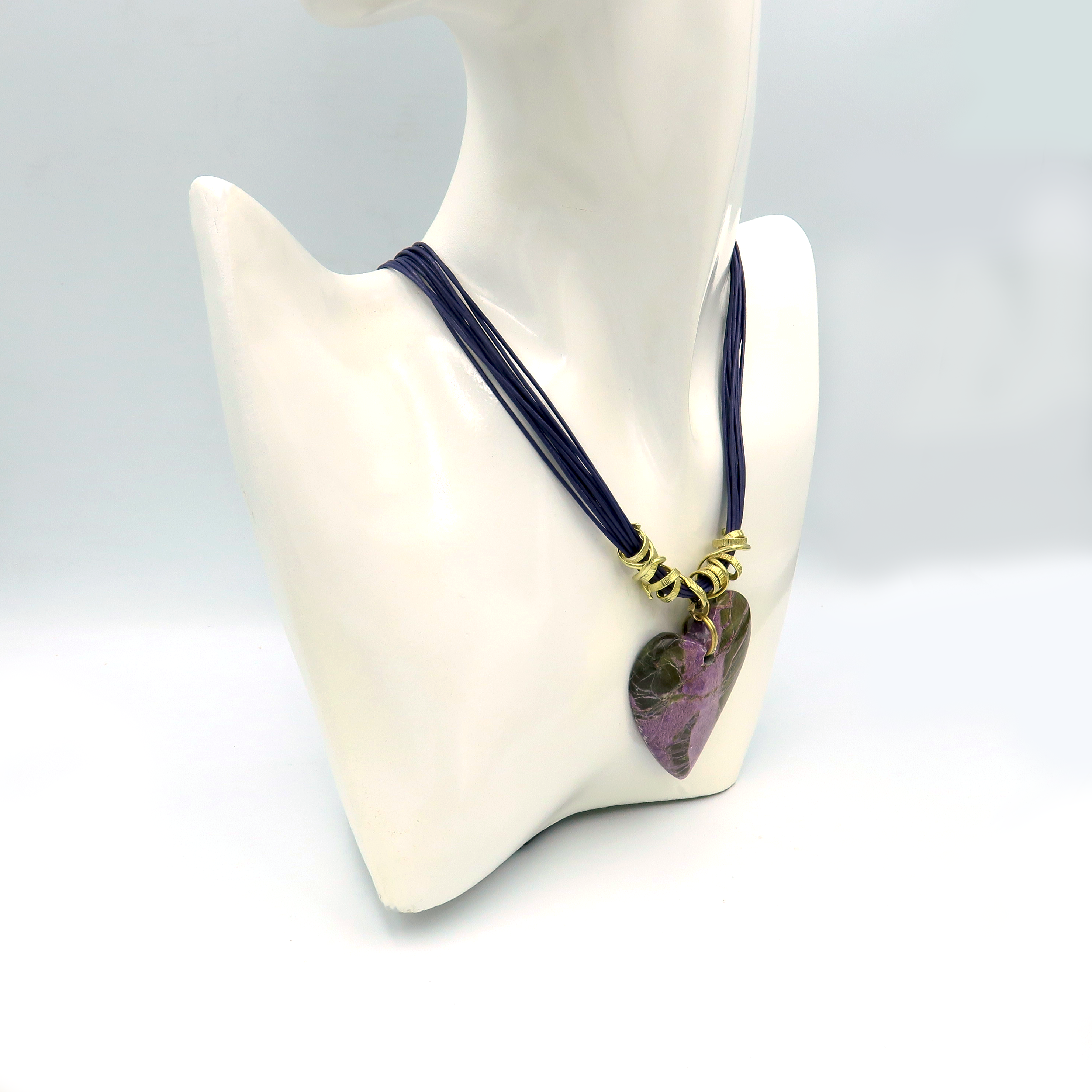 Stichtite& Leather Necklace with Silver 925 accesories