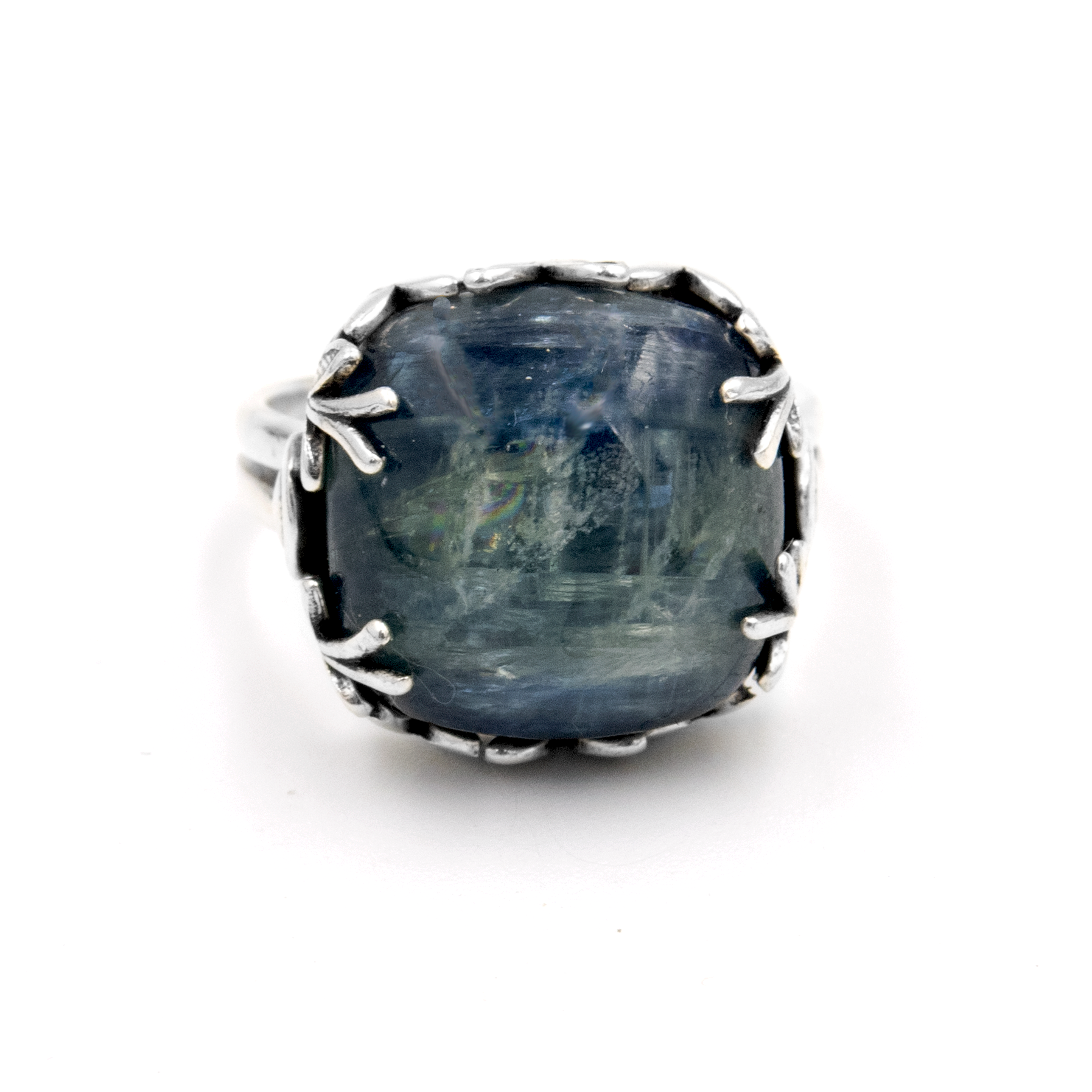 Silver ring with kyanite