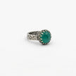Silver ring with green agate stones