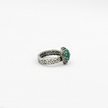 Silver ring with green agate stones