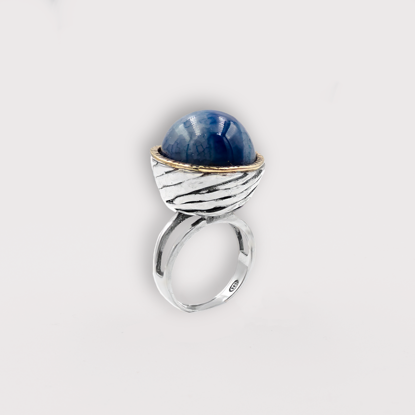 925 silver ring with green agate