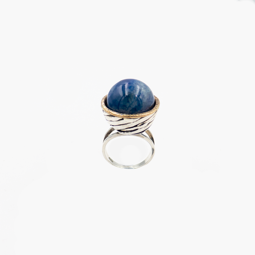 925 silver ring with green agate