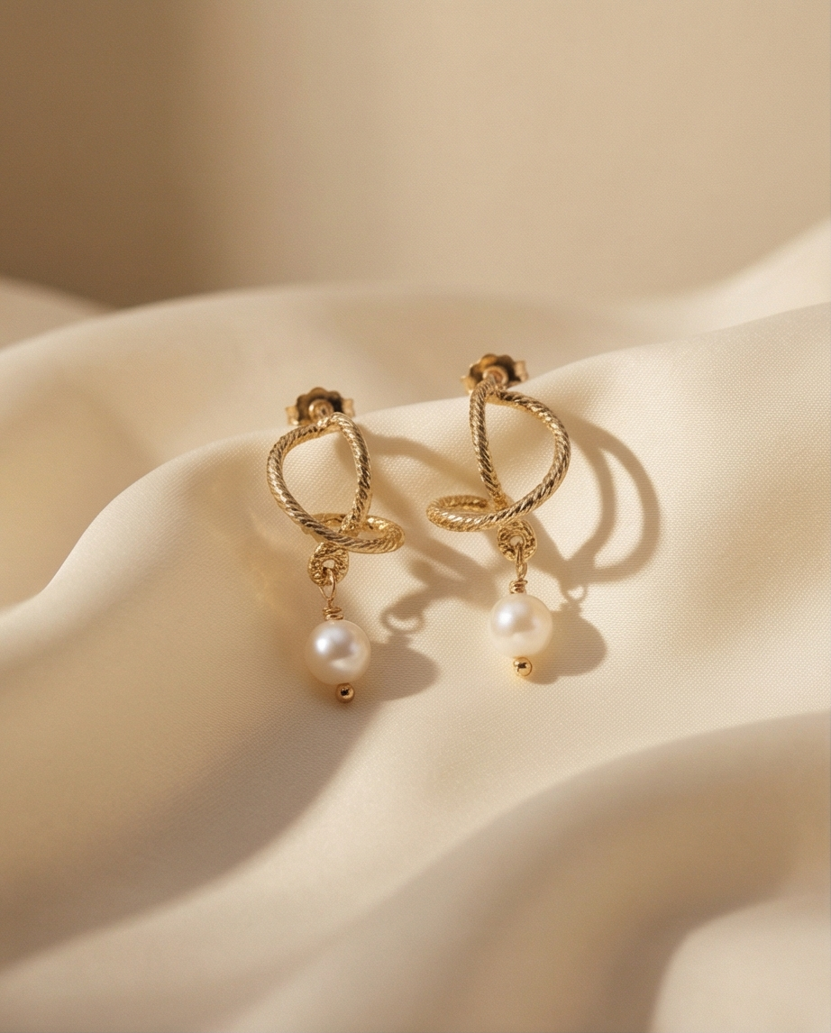 עגילים עם פנינה לבנה