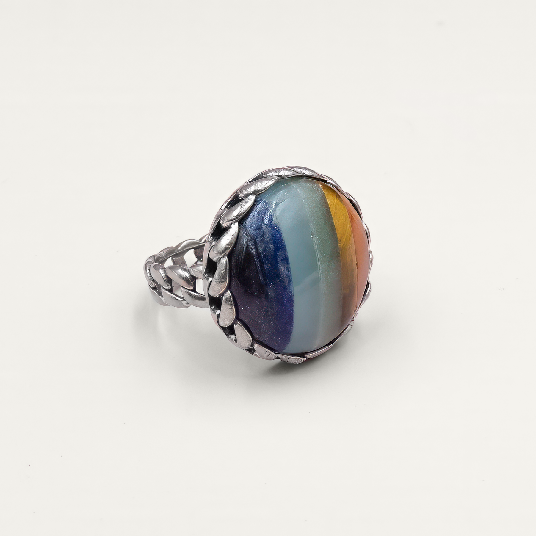 Silver ring with yellow agate
