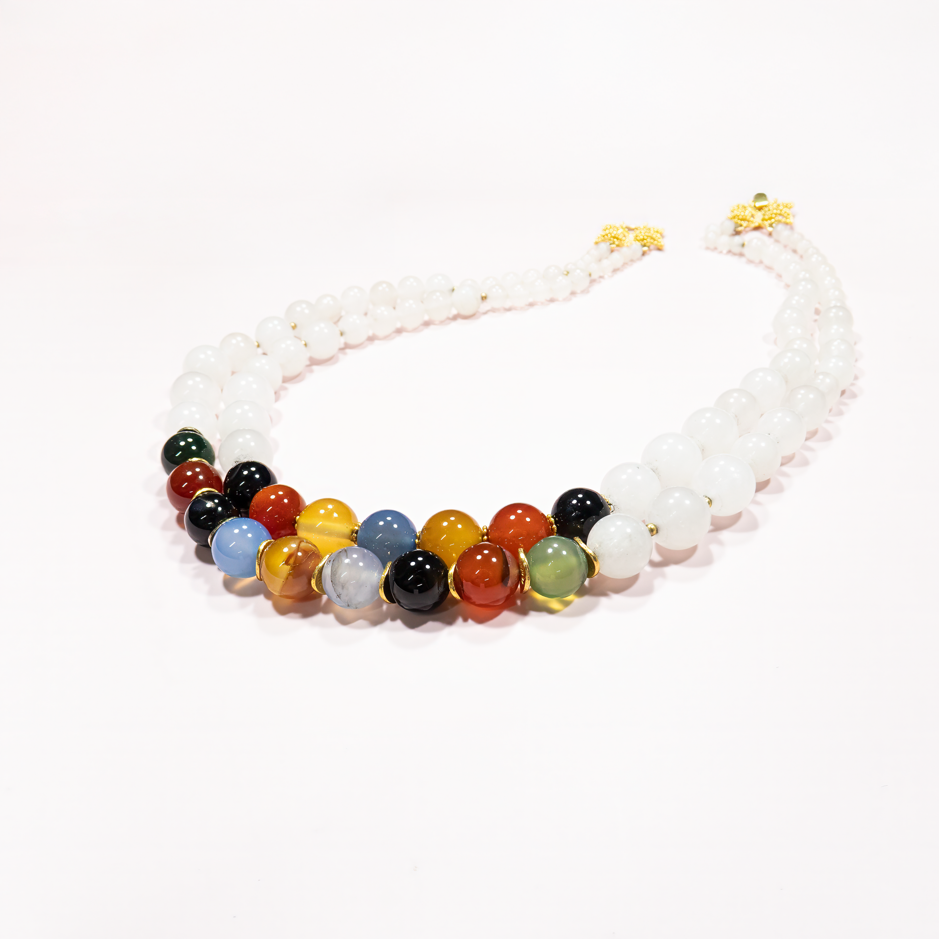 Silver necklace with topaz and citrine stones